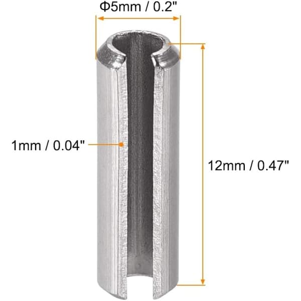 Slotted Spring Pin - M5 x 12mm 304 Stainless Steel Split Spring Roll Pins Smooth Surface 50pcs