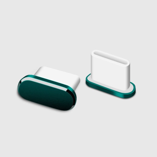 5. USB Type C Antidammplugg, USB C-portplugg Dammbeskyttelse-grønn