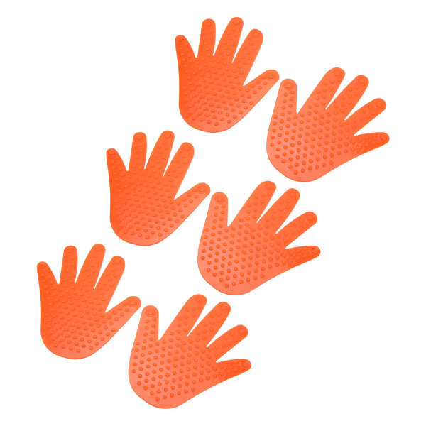3 par håndformede gulvmarkører PVC skridsikre håndaftryk Spotmarkør Sportssæt til førskoleundervisning Børnehave Orange