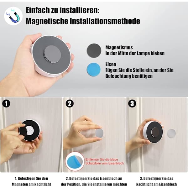 Improved Motion Sensor Light [8 LED], Electight 3 PCS Rechargeable Night Light, 3M/120° Detection Range, 3 Modes
