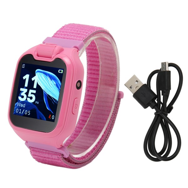 Kids Smart Watch 1.54in IPS HD Color Touch Screen Børns Smart Watch 2G GSM Support Telefonopkald SOS Alarm Foto Video Musik Spil Pink