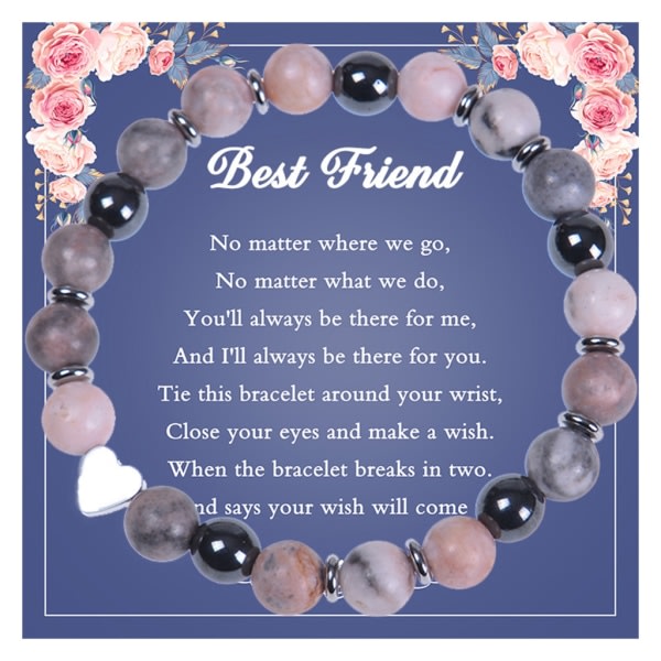 Natursten Vänskapsarmband Agat Crystal Stone Friends Sisters Heart Armband med kort Present för kvinnor Flickor Best Friend 1