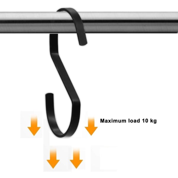 10 stk 4 tommer sorte mellemstore flade S-kroge, kraftige rustfrie stål