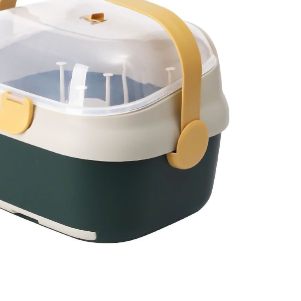 Baby Torkställ Amningsflaska Förvaringslåda Behållare med svängbar ventil dammskydd Cover Avtagbar hållare Grön