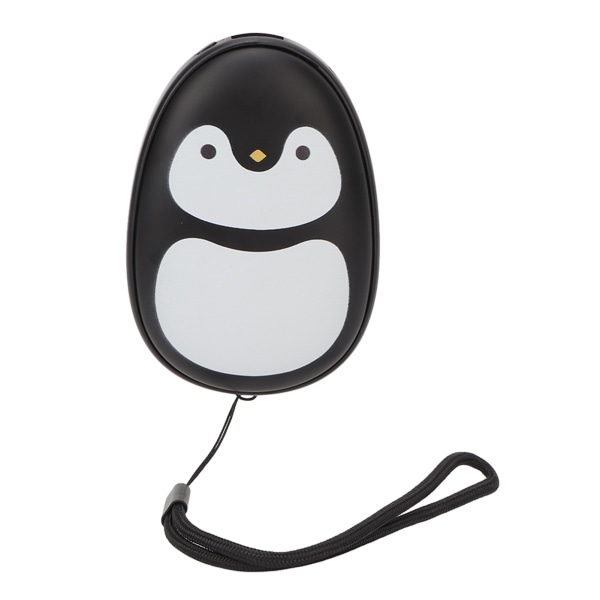 2 i 1 Handvärmare Power Bank Svart Penguin Form 3 Temperaturjustering USB Laddning Dubbelsidig Uppvärmning Handvärmare