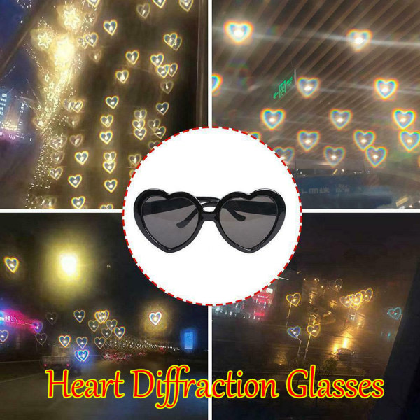 Hjerteformede spesialeffektbriller Hjertediffraksjonsbriller Blå Blue