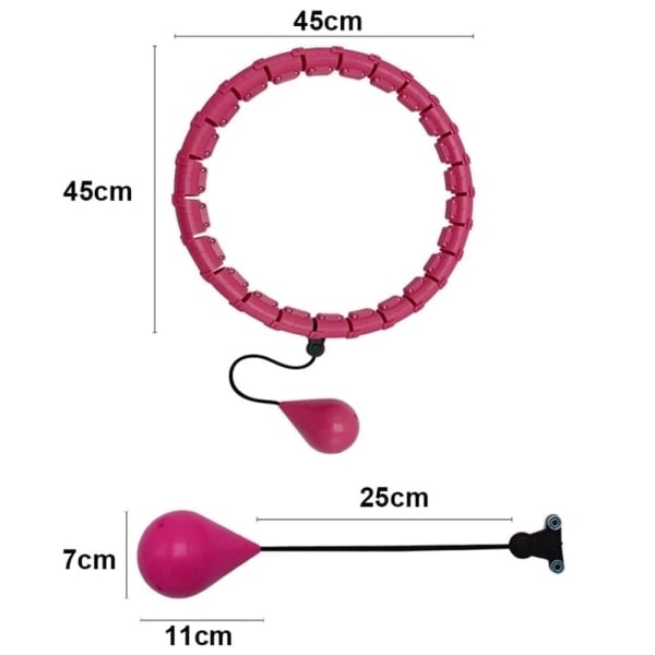 Viktad Smart Hula Hoop - Fitnessring med massageringar med 24 avtagbara segment - Rosa