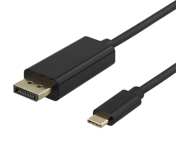DELTACO USB-C - DisplayPort -kaapeli, 1 m, 4K@60 Hz, musta