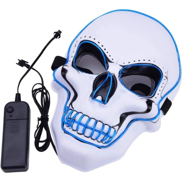 Halloween mask led, skalle mask, ofarlig LED mask med 3 blixtlägen för Halloween, karneval, fest, kostym cosplay, dekoration