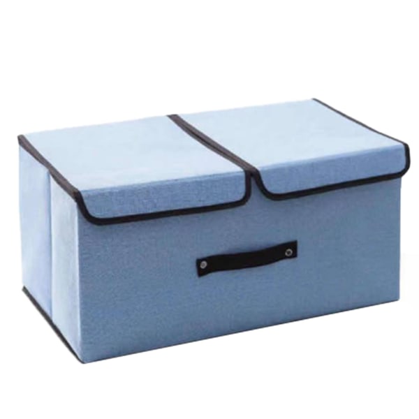 Bomullslinne Förvaringslåda Dubbelt lock Tyg Vikbar Övrigt Box Sovsal Underkläder Case Medium Blå