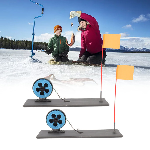 2stk Isfiske Flagg Markeringsstang Automatisk flytende stabil Bærbar isfiskestang tipp opp for vinteren