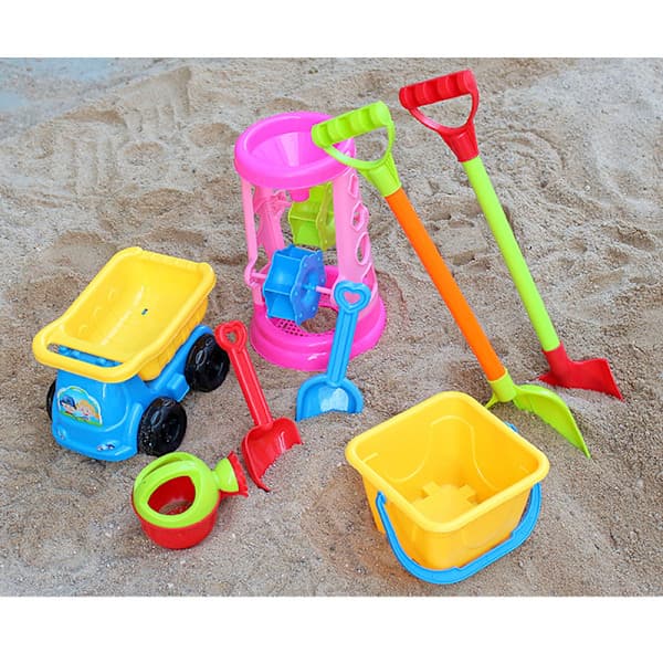 Strandleketøysbilsett for barn Sandgraving Spade Bøtte Sandleker