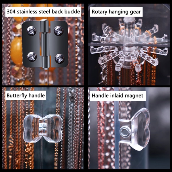 Akrylhalsbandshållare med 24 krokar Klart organizer Dammtät Rotation Smycken Förvaringsställ Display Case