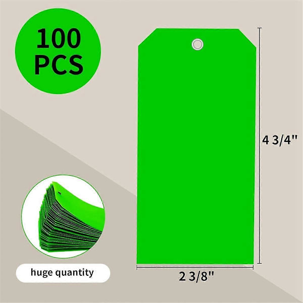 100 Stycken 12 x 6 cm Plastfraktetiketter med Trådar, Tomma Etiketter, Vattentäta Ha.pa