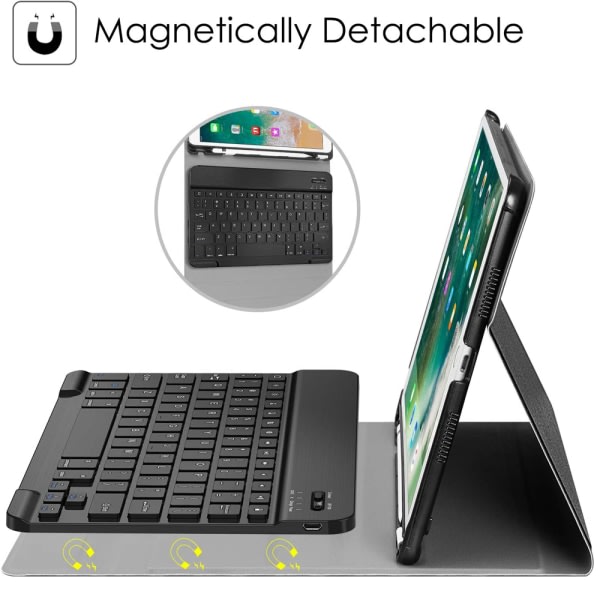 Kompatibelt ipad- case - svart (med bakgrundsbelyst normalt tangentbord)