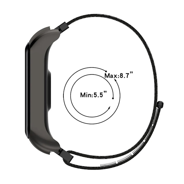 Samsung Galaxy Fit2 SM-R220 Nylon Velcro Rem (Mørk Sort + Sort Ramme)