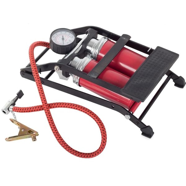 Kaksisylinterinen jalkapumppu manometrillä / Pumppu - 100 psi—pa