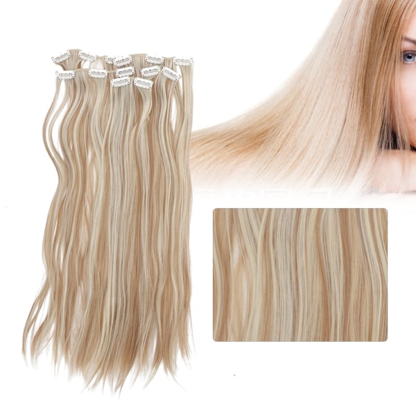 6 Styck Långt rakt hårförlängning Peruk Set 16 Clips False Hair Piece Styling Tool 01#