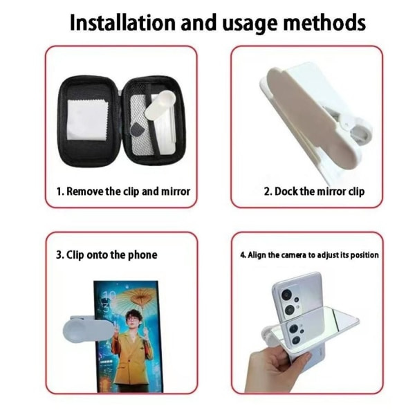 Smartphone Kamera Spejl Reflektion Klip Telefon Reflektion Hvid