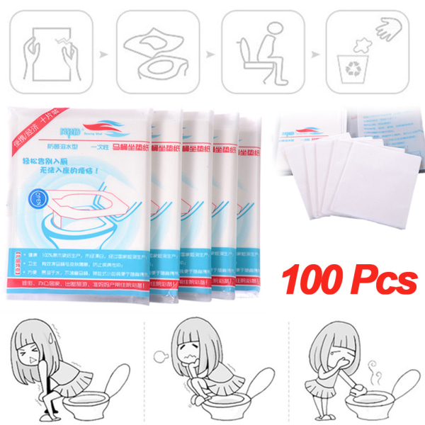 100ST Bärbara hygieniska toalettkuddar Cover Matpapper
