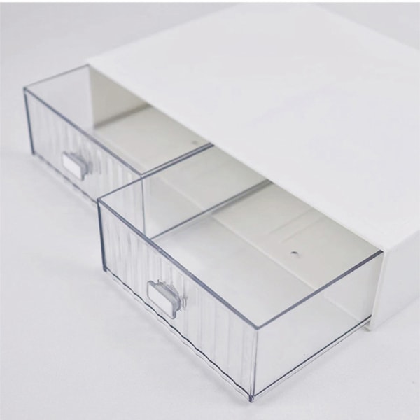 Pöytälaatikon organizer vedenpitävä pölytiivis muovinen tee-se-itse yhdistelmä multi pinottava laatikon case raidallinen valkoinen 2 laatikkoa