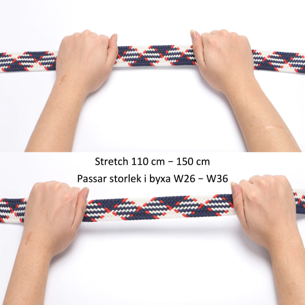 Canvasbälte, 23 mönster, storlek W26-W36, stretch, justerbar längd: svart black