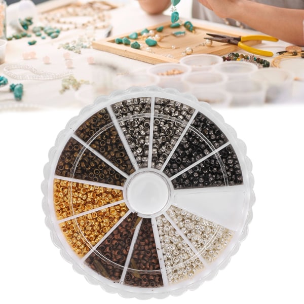 6 farver metalperlesæt Smykkefund DIY tilbehørshåndværk med opbevaringsboks