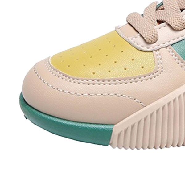 Dame Platform Sneaker PU Læder Blød Komfortabel Trendy Åndbar Passer Til Alt Hverdagssko Beige Grøn 39