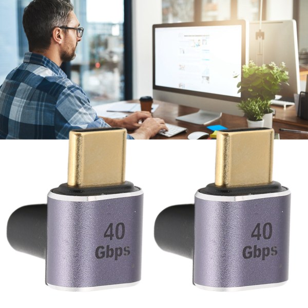 2 stk USB C han til hun adapter ret vinkel 90 grader PD 100W 40 Gbps 8K60Hz HD Type C han til hun adapter