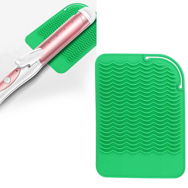 Varmebestandig varmeisolasjonspute sammenleggbar matte for elektrisk hårrullepinne (grønn)
