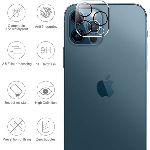 2-pack iPhone 15Pro/ProMax skärmskydd i härdat glas - skydd för kameran, anti-scratch