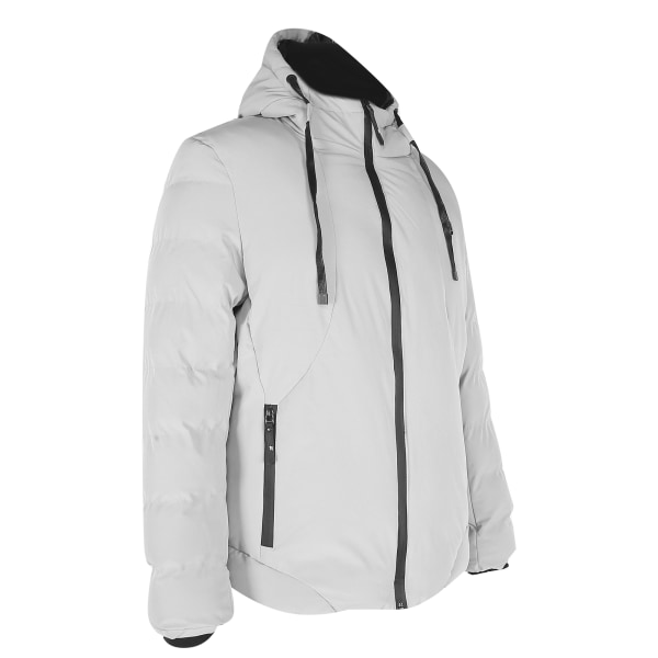 Grå bomullspolstrede klær USB elektrisk vanntett oppvarmet jakke varm frakk for vinteren(XL)