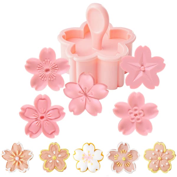Kageforme 5 stk Sakura Blomster Kageforme Biscuit Bageforme til Sukkerpasta, Slik, Kagedekoration