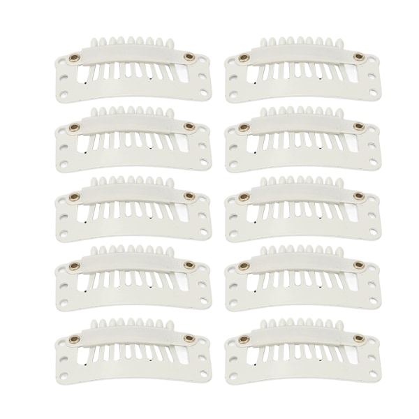 100 st 9-tänder Hårförlängningsklämmor Multifunktions 32 mm gör-det-själv-perukklämmor för hårförlängning Vit