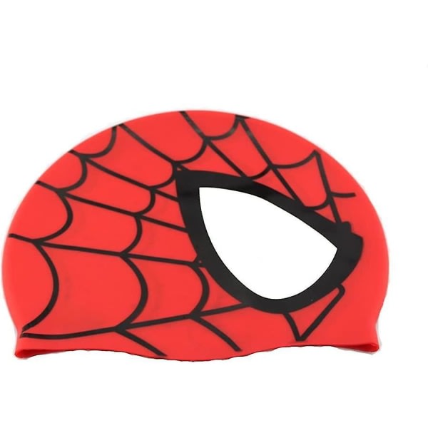 Cap, vanntät silikon unisex simhatt Spindelmønster långhårig hatt for barn Barn, pojkar og flickor for vannsporter (rød)