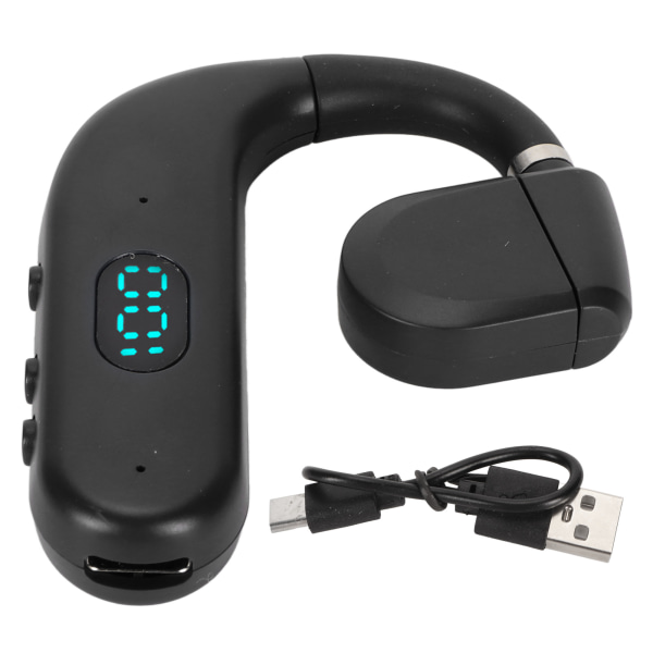 Bluetooth kuuloke BT 5.3 Melua vaimentava HD-puhelut Pitkä akunkesto Yksi korvakuuloke yritysurheilupeliin musta