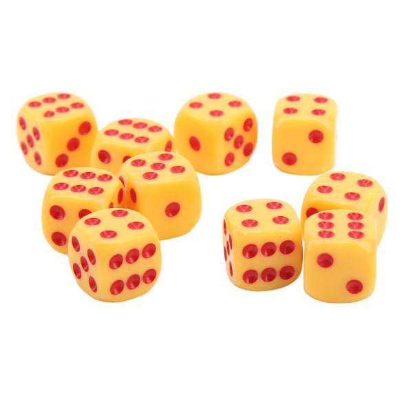 20 stk 16 mm avrundede hjørneterninger 6-sidige spilleterninger for bord Brettspill Matematikkspill Gule røde prikker