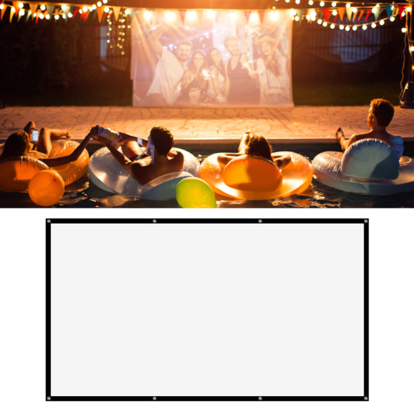 100 tommer projektorskærm Sammenfoldelig bærbar Blød klar HD projektorskærm til udendørs indendørs