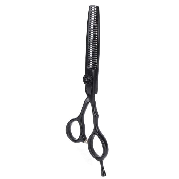 Hårsax 5,5 tum svart rostfritt stål Justerbar frisörsax för hårförtunning Tandsax Sax