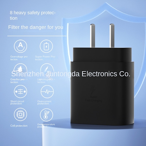 Passar till Samsung PD25W europeisk standard supersnabb laddningshuvud S23 mobiltelefonladdare S22 snabbladdningshuvud
