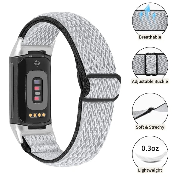 Fitbit Charge 5 -ranneke, nylon, harmaa/musta