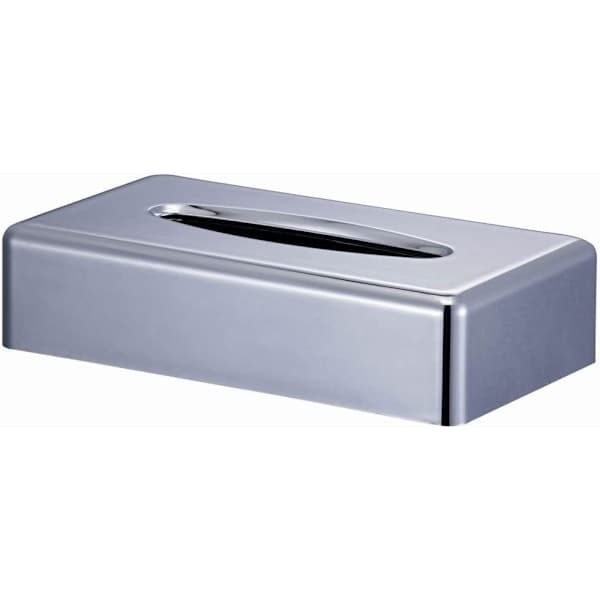 Rektangulär Kleenex-hållare, platt vävnadsdispenser för badrumshyllor (kromsilver)