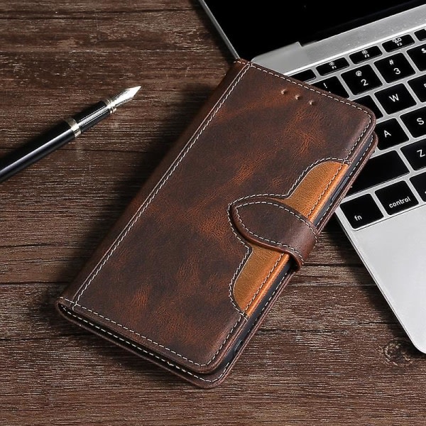Nya sömmar Hudkänsla Magnetiskt spänne Horisontellt Flip Pu- case med hållare & kortfack & plånbok för Iphone 6s Plus / 6 Plus(brun)