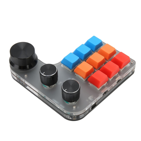 9 taster programmerbart tastatur med 3 knotter støtter USB Bluetooth enhånds makromekanisk tastatur for spillkontor
