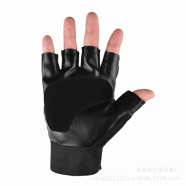 2 stk. halvfinger kørehandsker mesh stof håndledsbeskyttelse krog og løkke fastener motorcykel handsker
