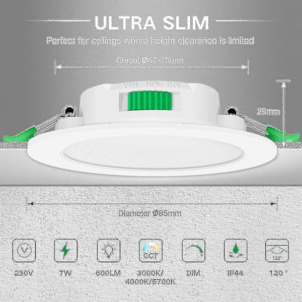 7W Slim LED Downlight Innfelt Takspotlight