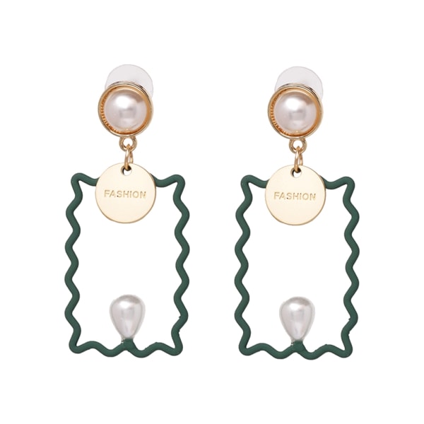 Delikat akryl kvinde geometri perle stud drop øreringe kvindelige smykker tilbehør (grøn)