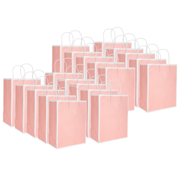 20 stk Kraftpapirpose Gjenbrukbar miljøvennlig pose for klesgaver 21 x 11 x 27,5 cm Rosa