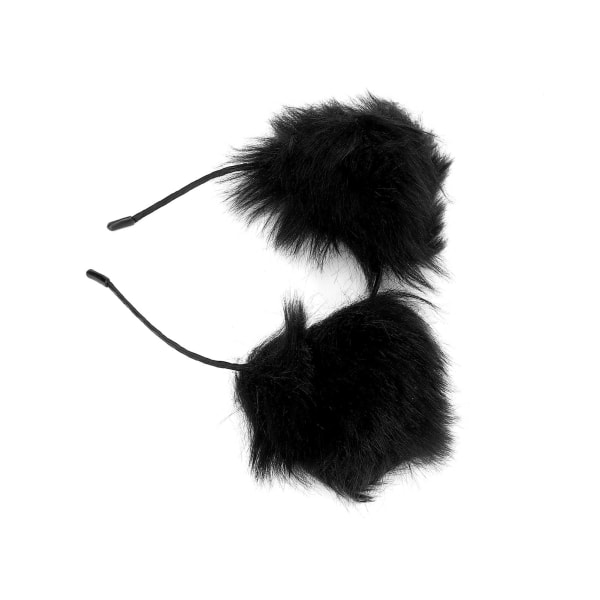Plysj Cat Ear Hodebånd Søt Fluffy Furry Ears Hodeplagg for Halloween Cosplay PartyBlack