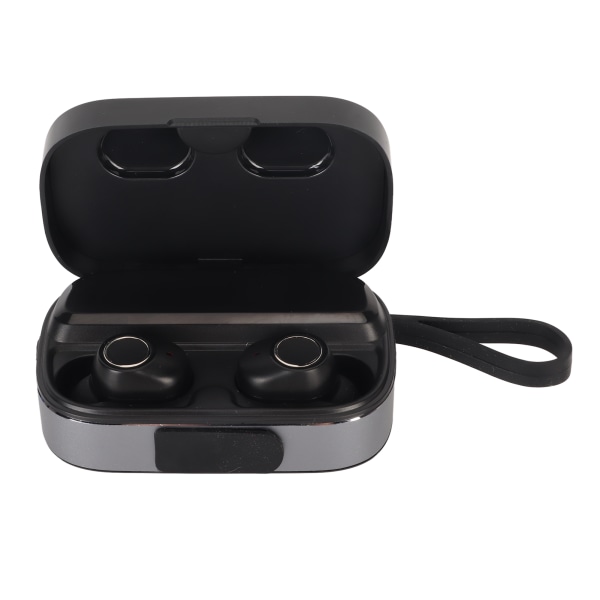 Bluetooth-ørepropper Stereo IPX7 vanntette, tunge bass, trådløse øretelefoner med speil, digital skjerm, ladeveske, grå